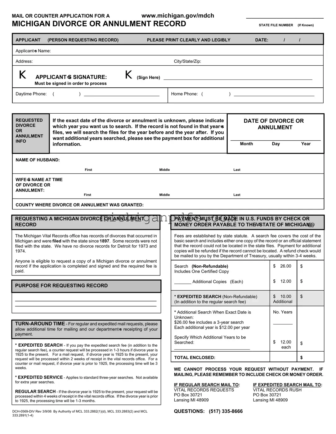 Free Divorce Or Annulment Michigan Template