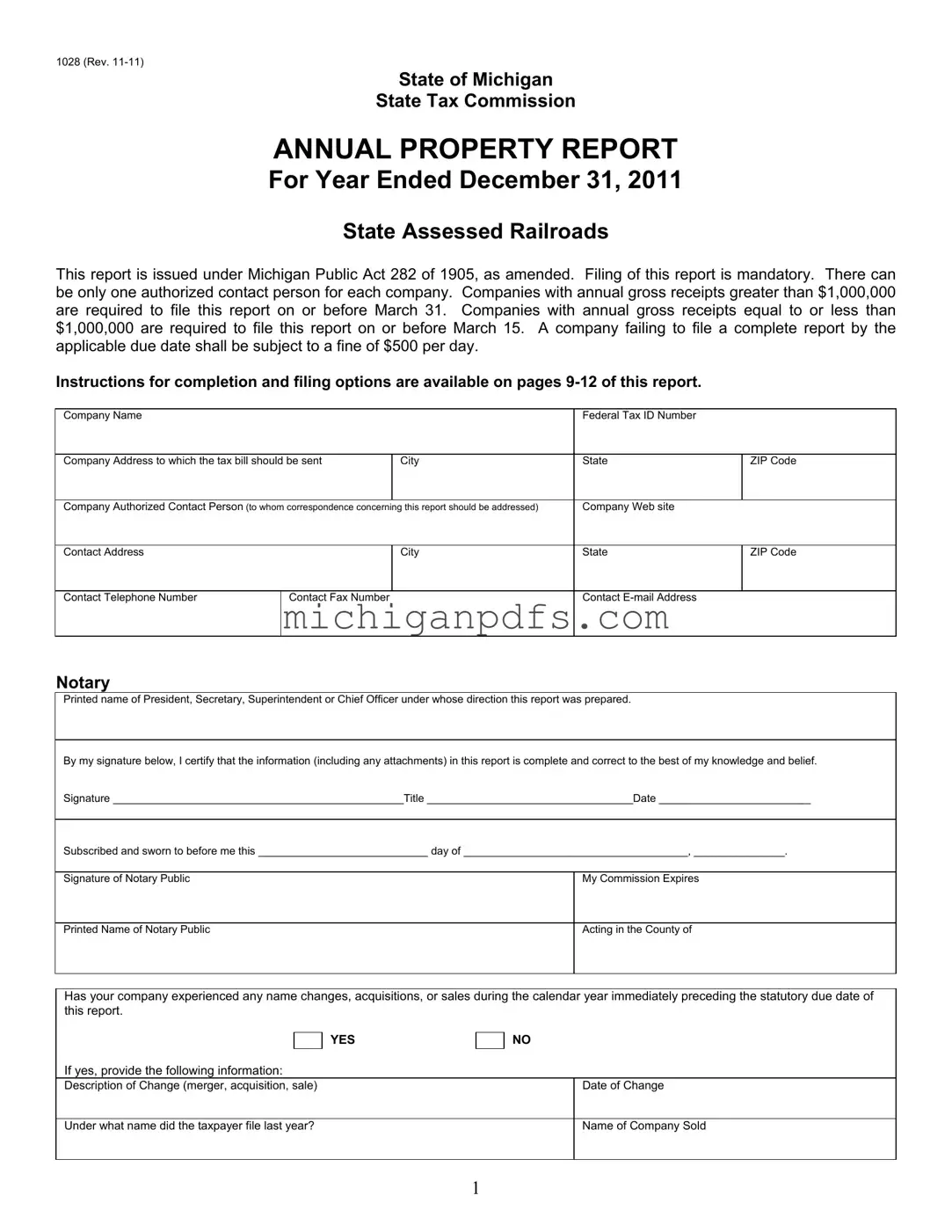 Free Michigan 1028 Template