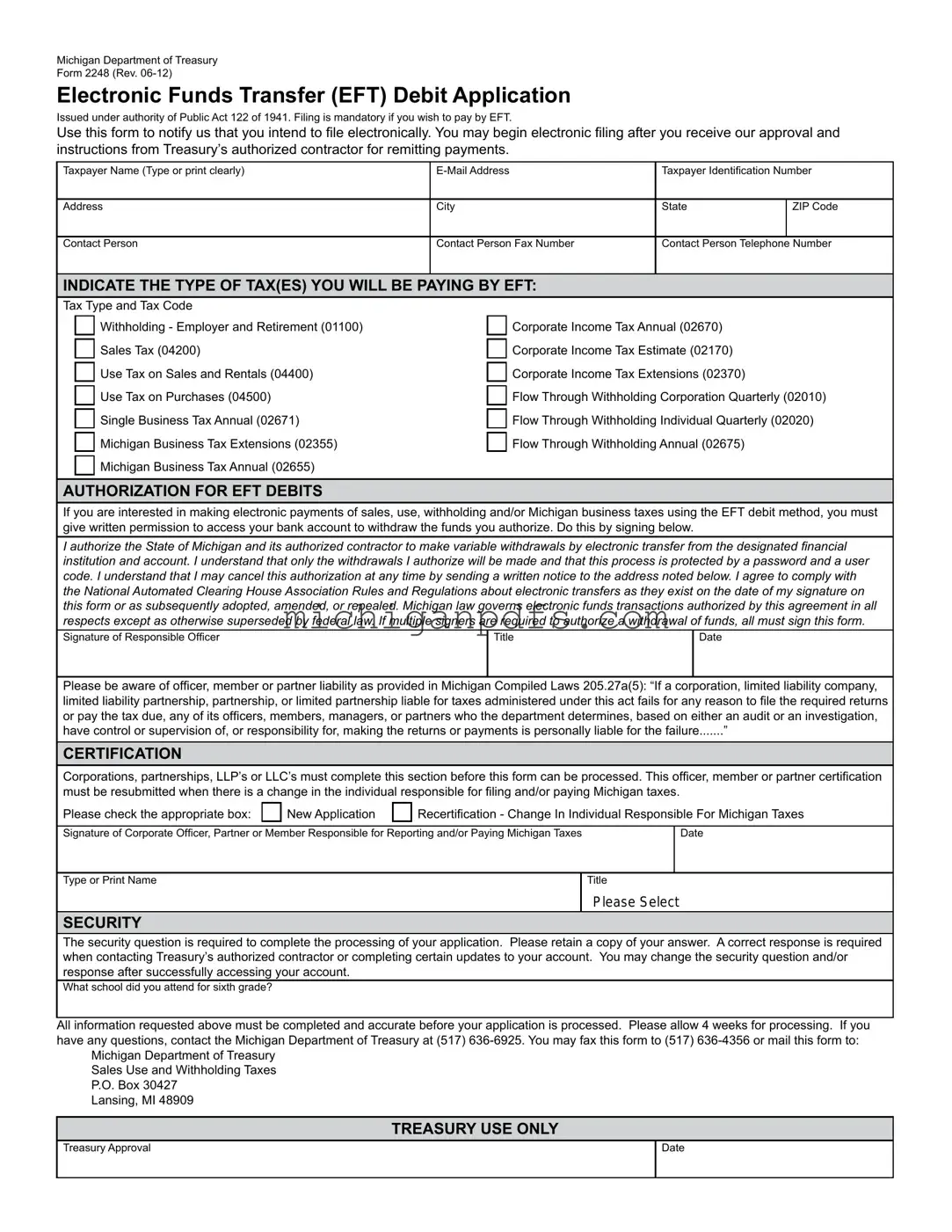 Free Michigan 2248 Template