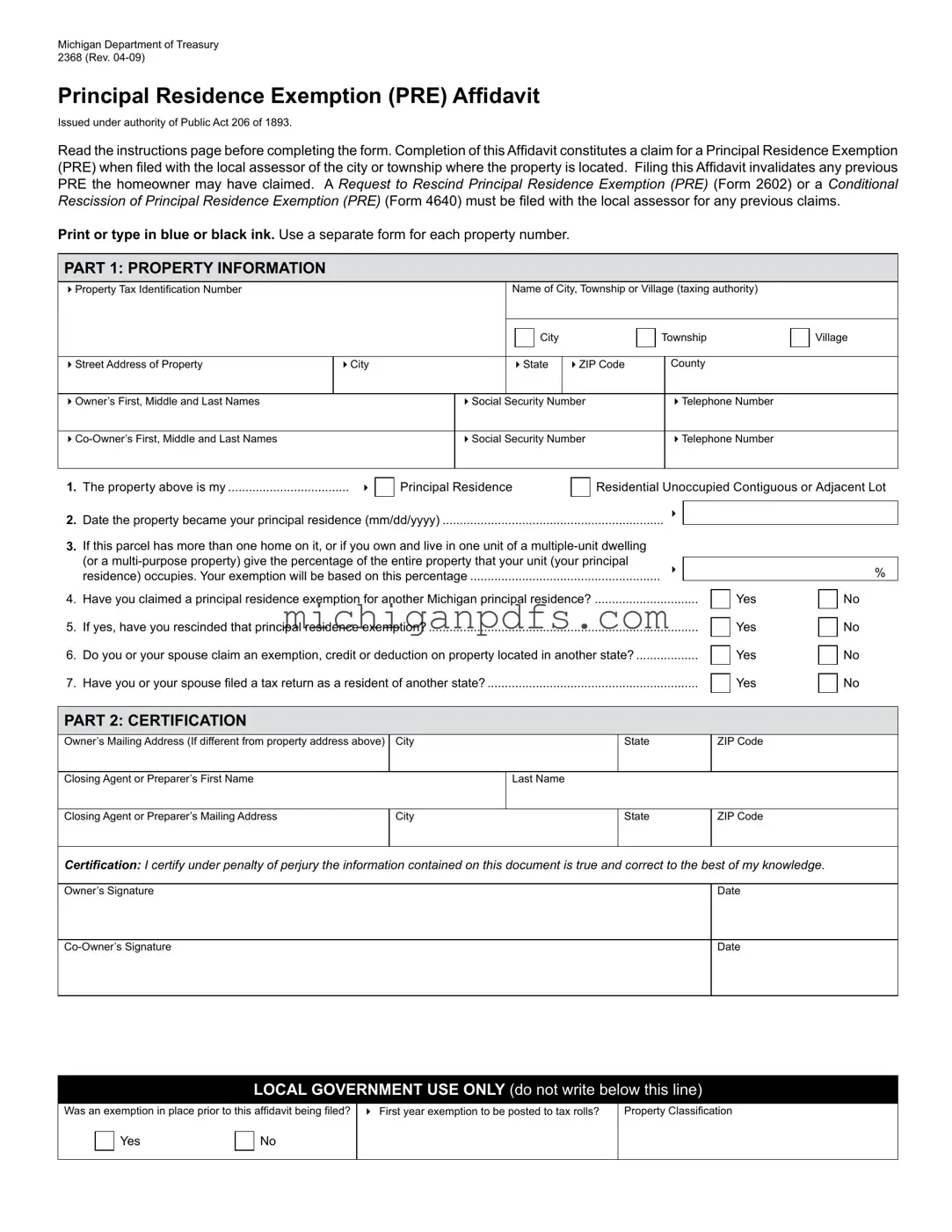 Free Michigan 2368 Template