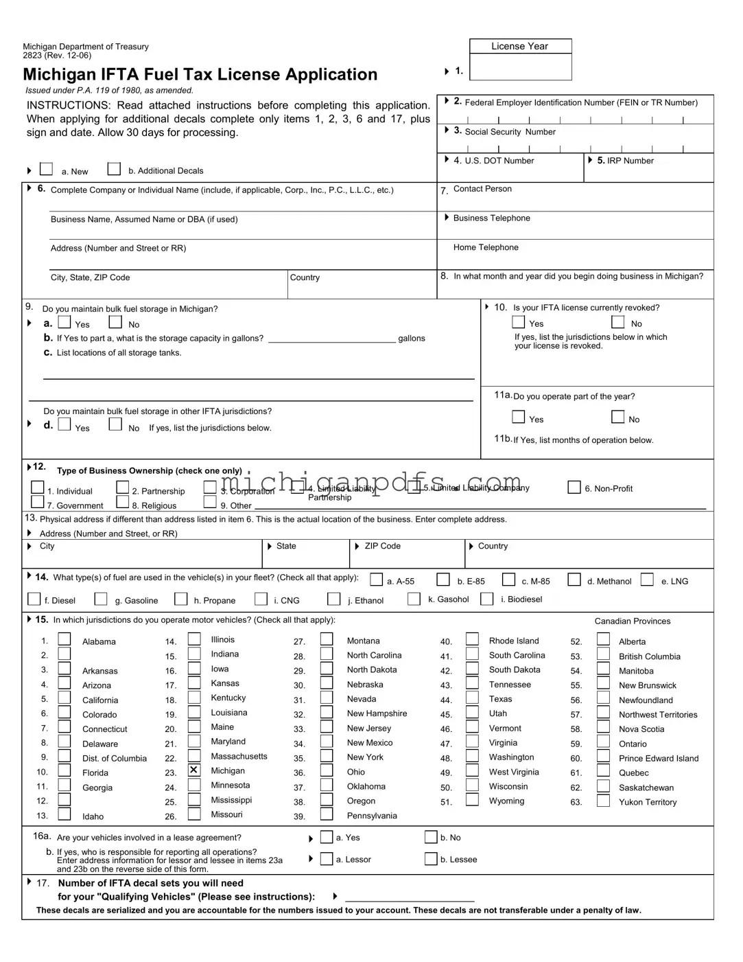 Free Michigan 2823 Template