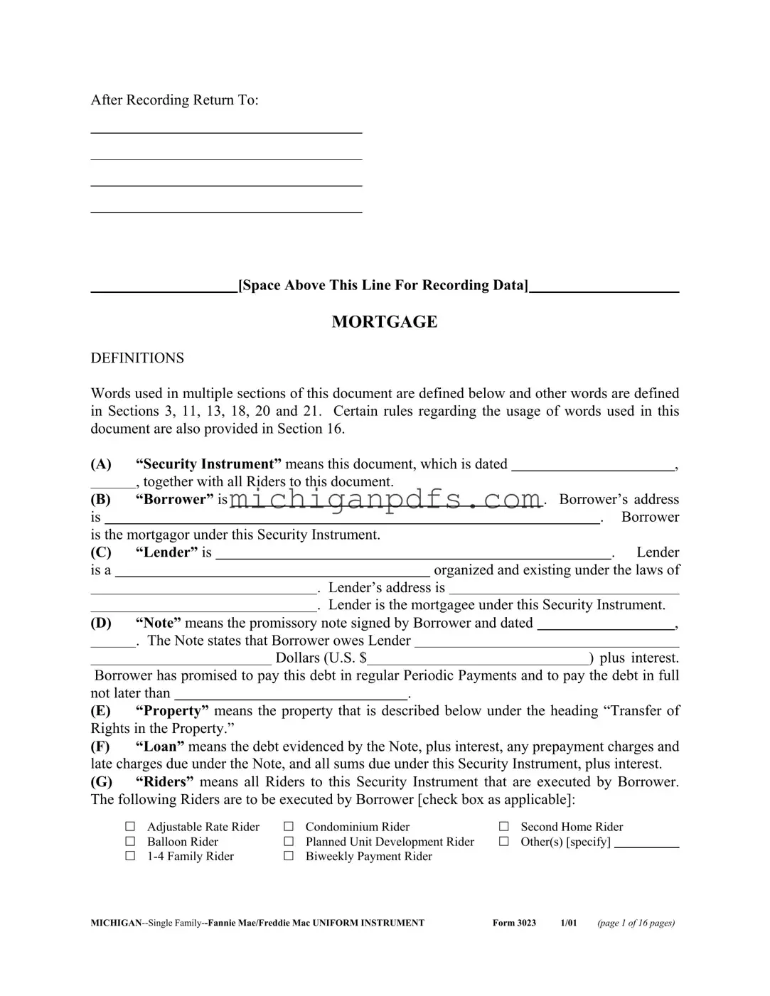 Free Michigan 3023 Template