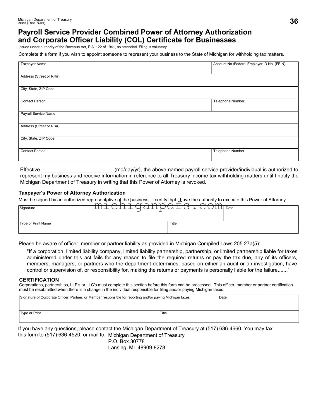 Free Michigan 3683 Template