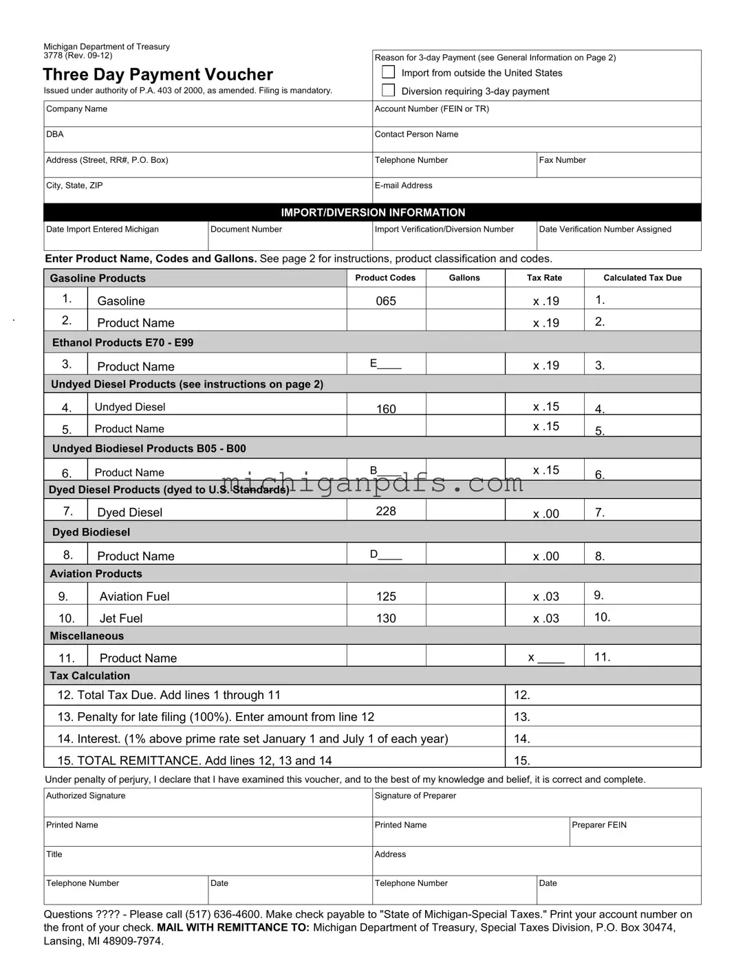 Free Michigan 3778 Template
