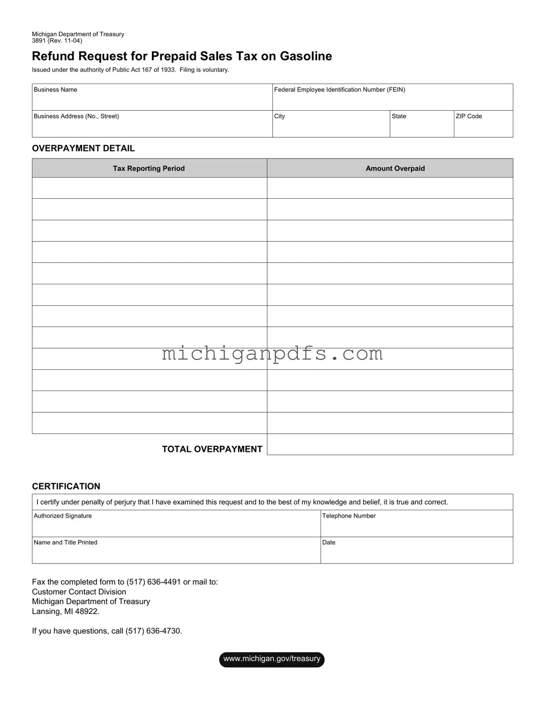Free Michigan 3891 Template