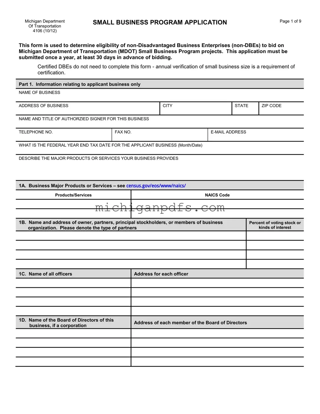 Free Michigan 4106 Template