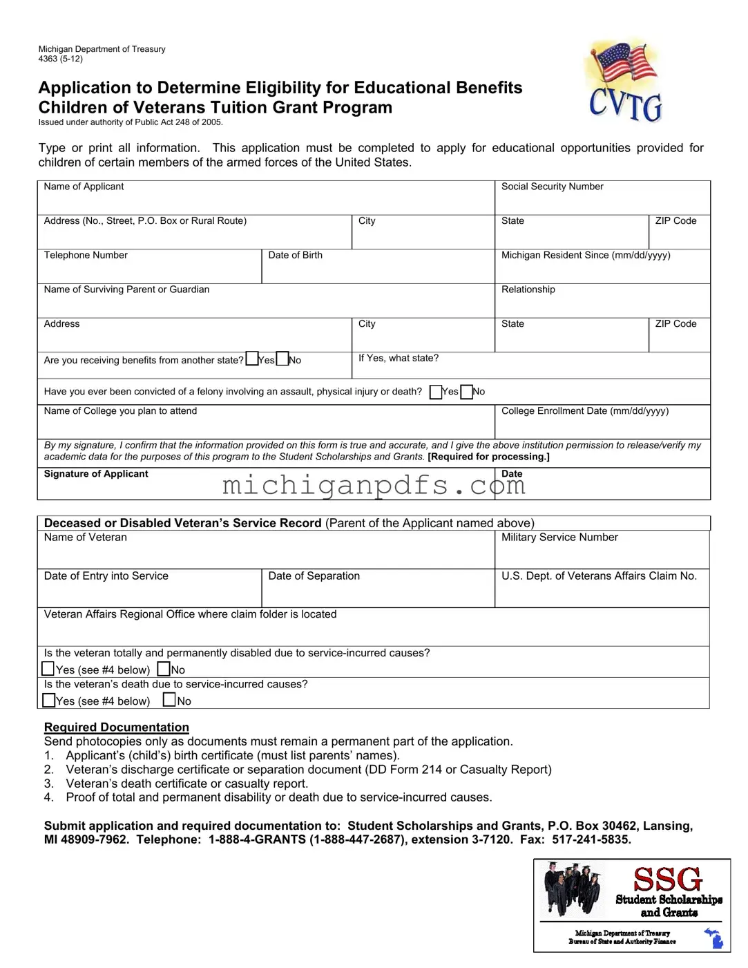 Free Michigan 4363 Template