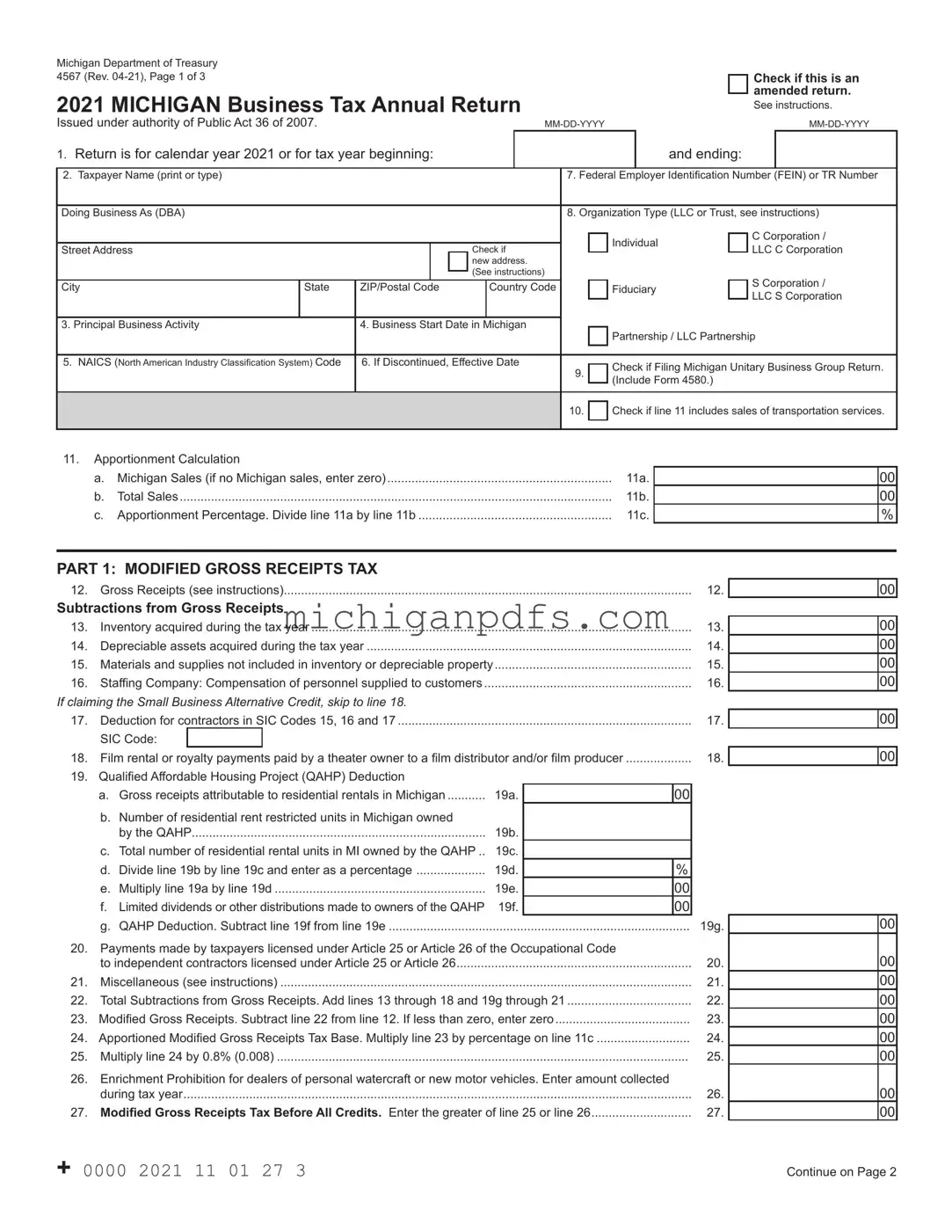 Free Michigan 4567 Template