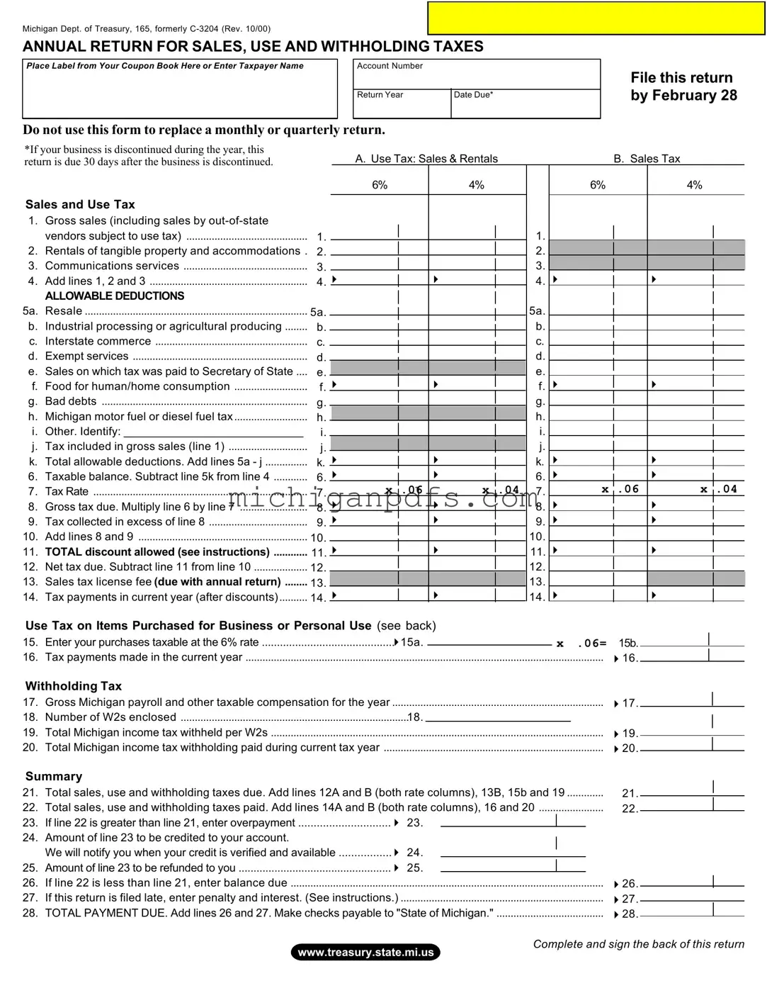 Free Michigan C 3204 Template