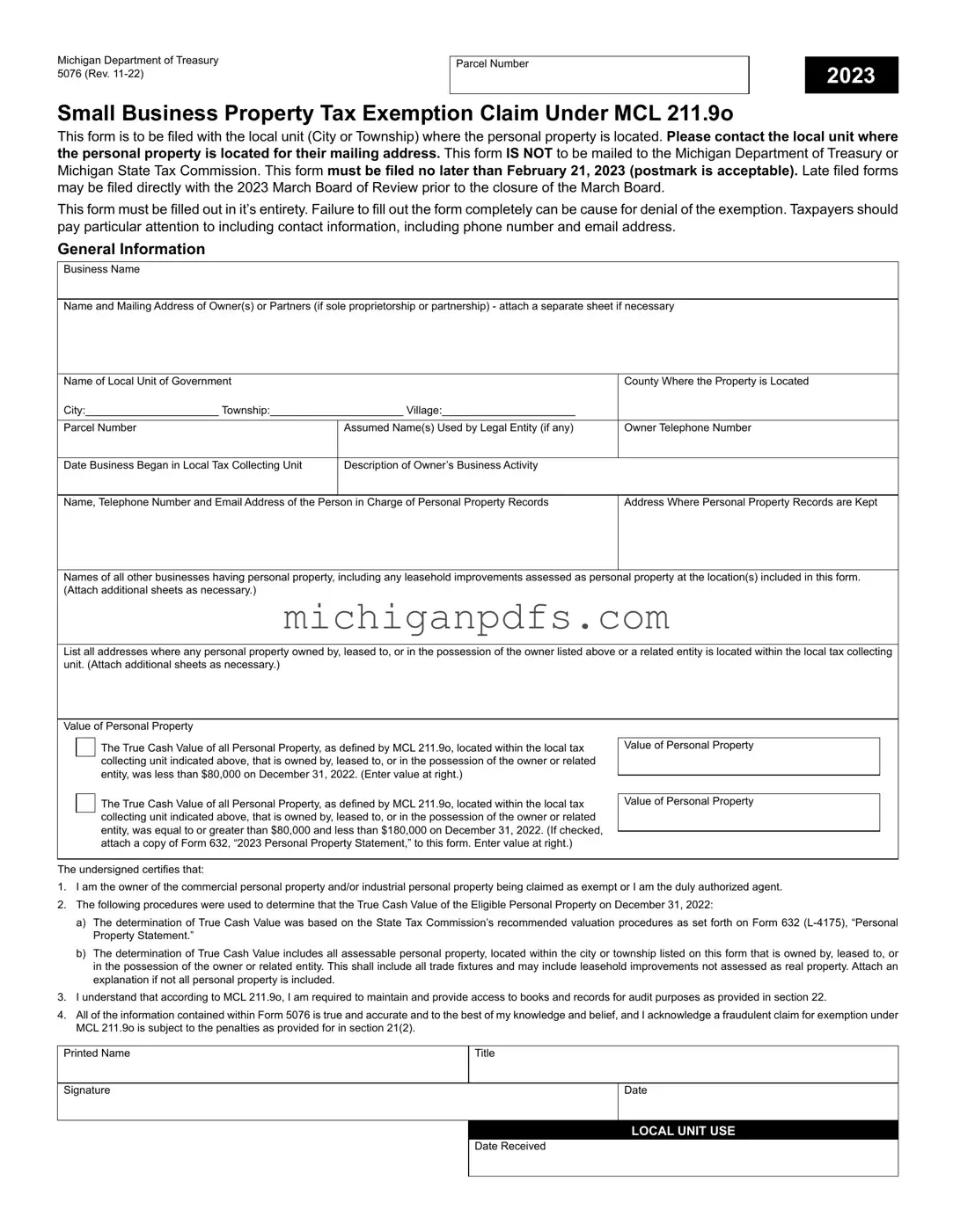 Free Michigan Exemption Template