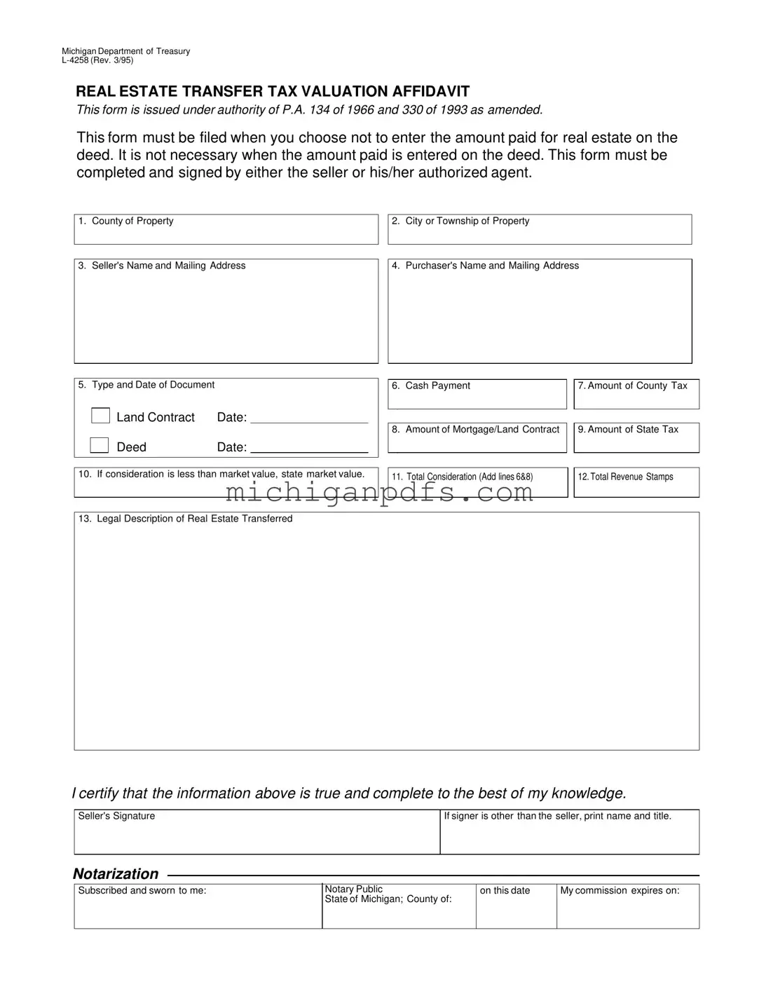 Free Michigan L 4258 Template