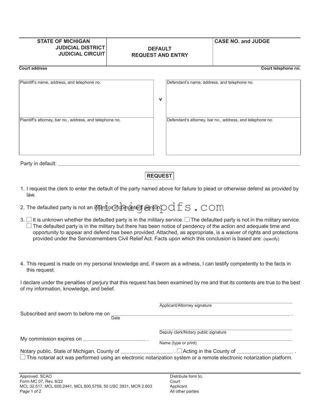 Free Michigan Mc 07 Template