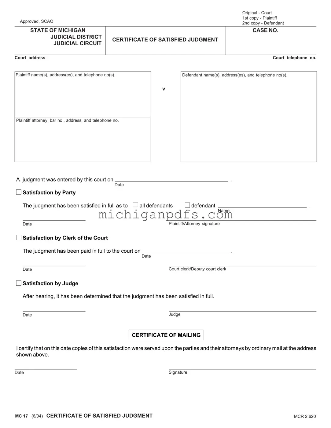 Free Michigan Mc 17 Template