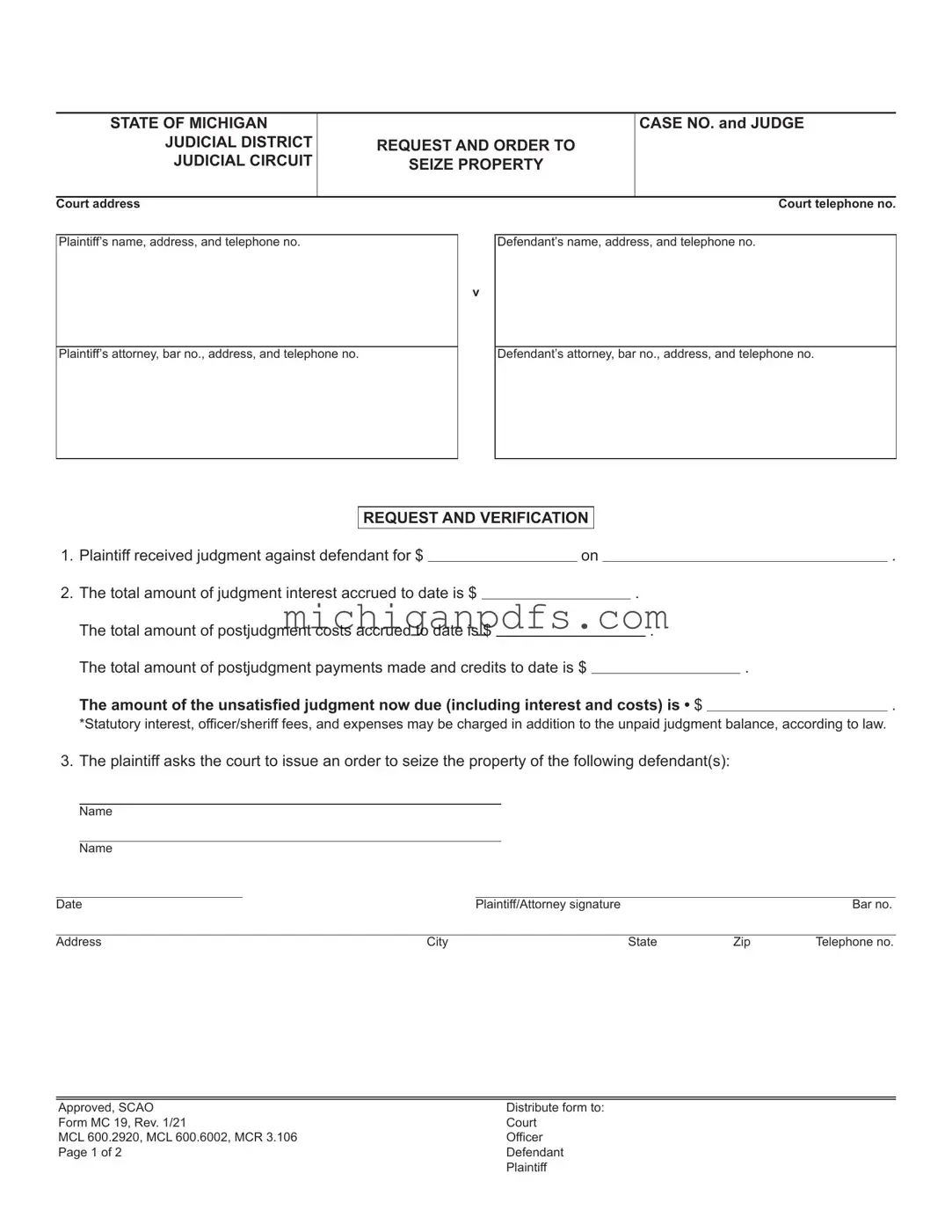 Free Michigan Mc 19 Template