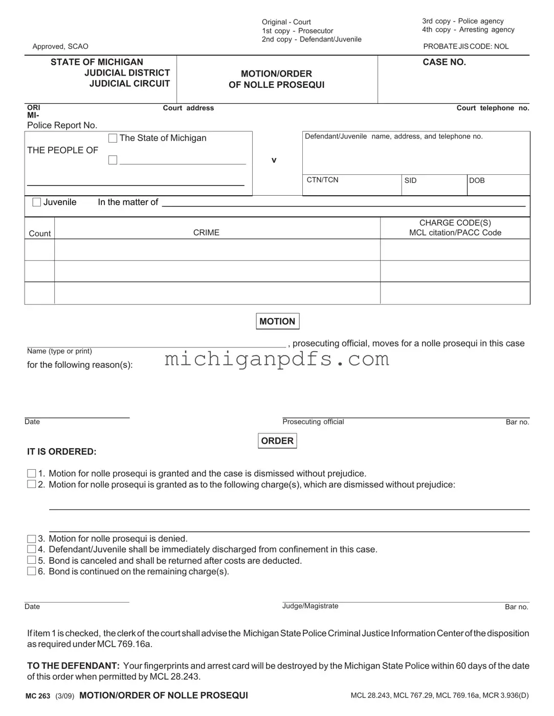 Free Michigan Mc 263 Template