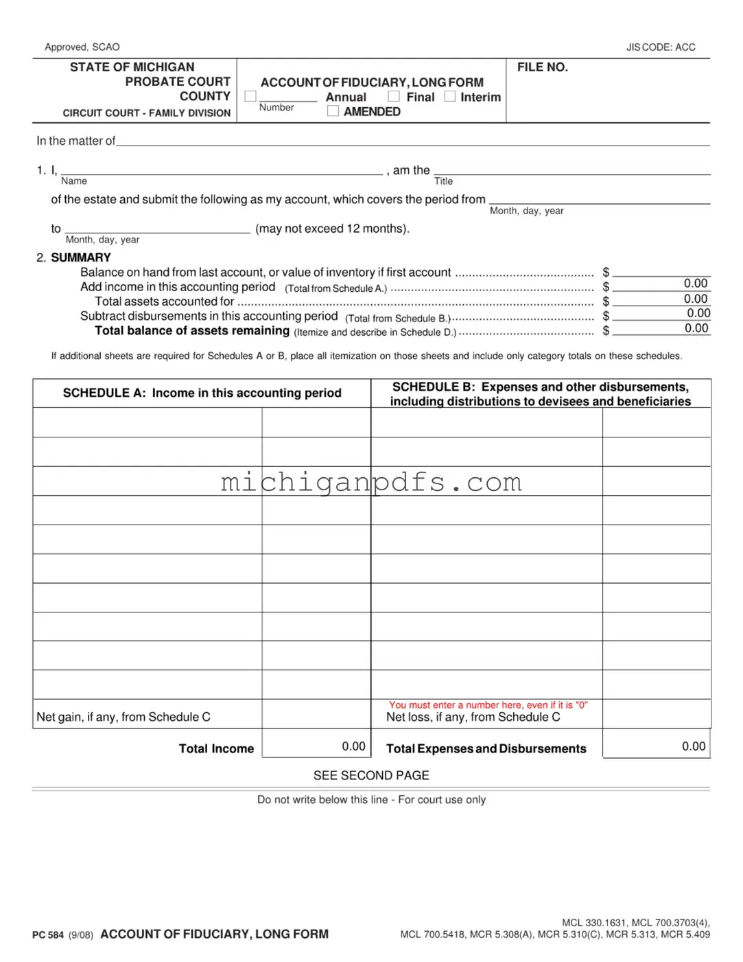 Free Michigan Pc 584 Template