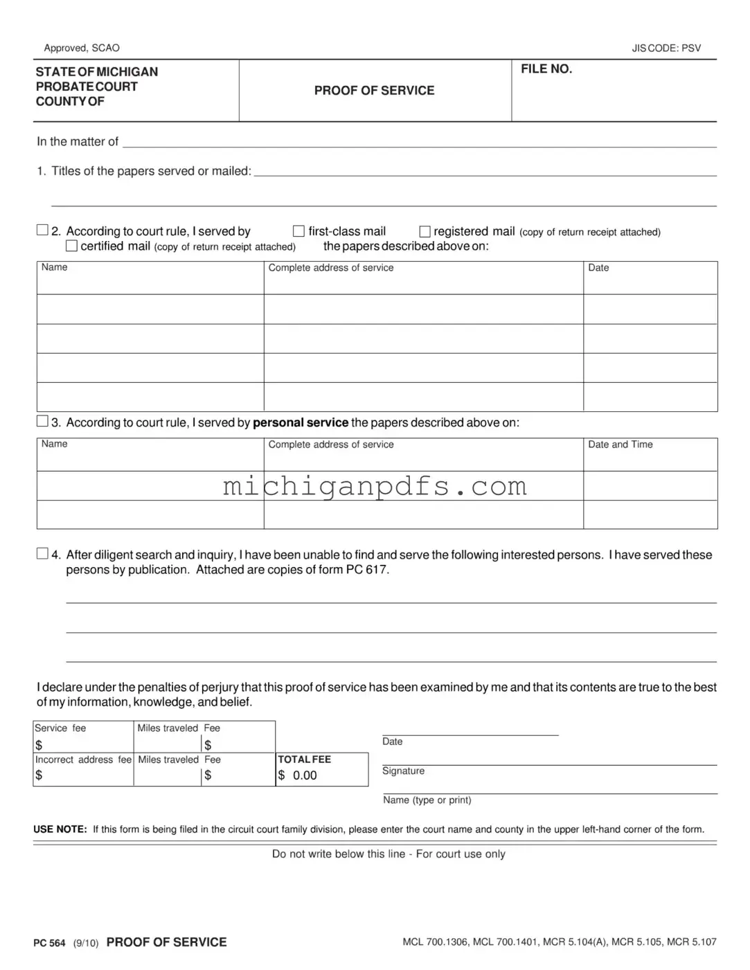 Free Michigan Probate Template