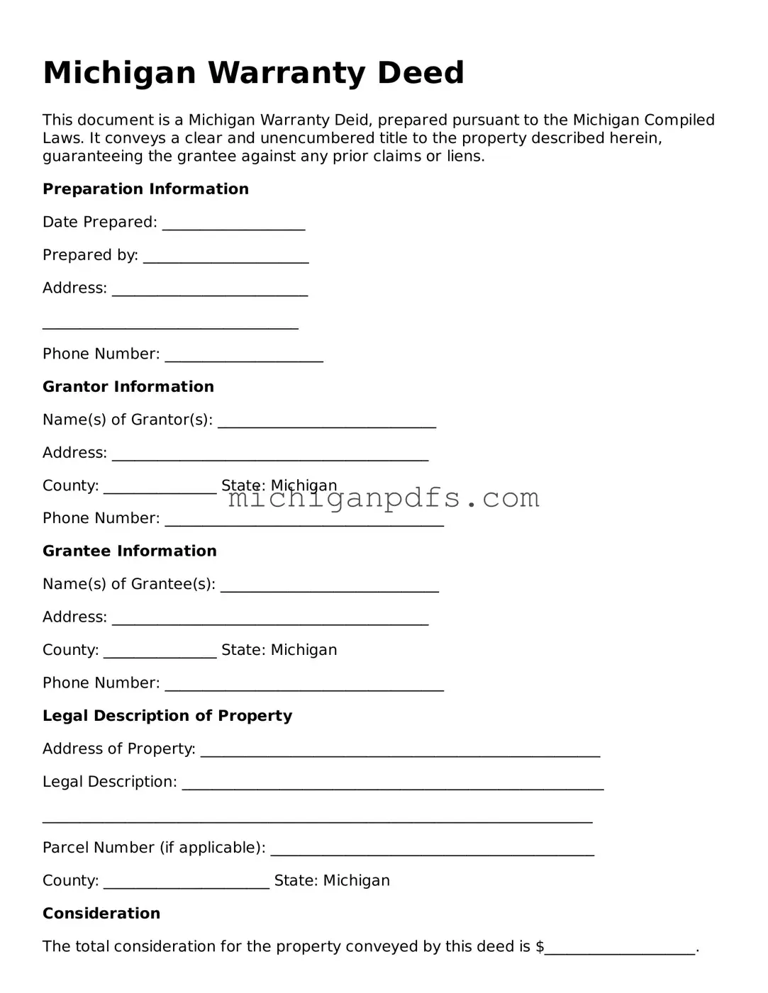 Michigan Deed Document