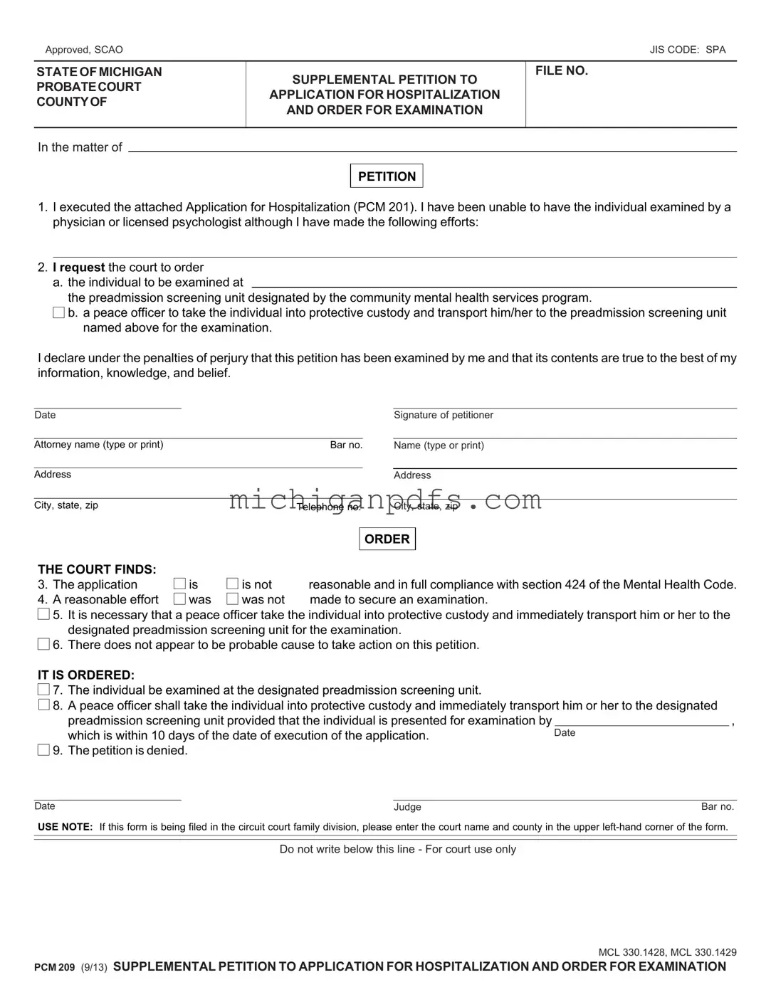Free Pcm 209 Michigan Template