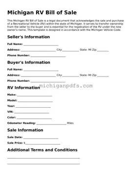 Michigan RV Bill of Sale Document