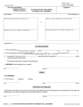 Free Michigan Ex Parte Template