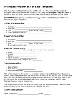 Michigan Firearm Bill of Sale Document