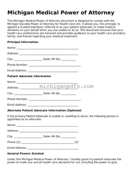 Michigan Medical Power of Attorney Document