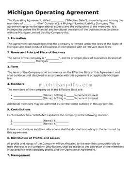 Michigan Operating Agreement Document