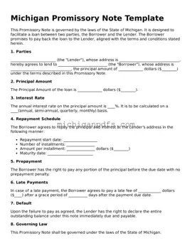 Michigan Promissory Note Document