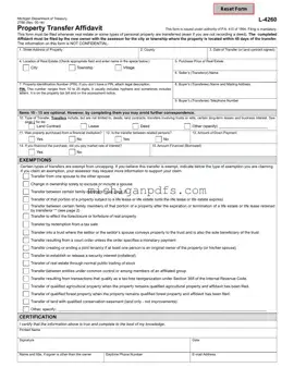 Free Michigan Property Transfer Affidavit 2766 Template