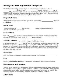 Michigan Lease Agreement Document